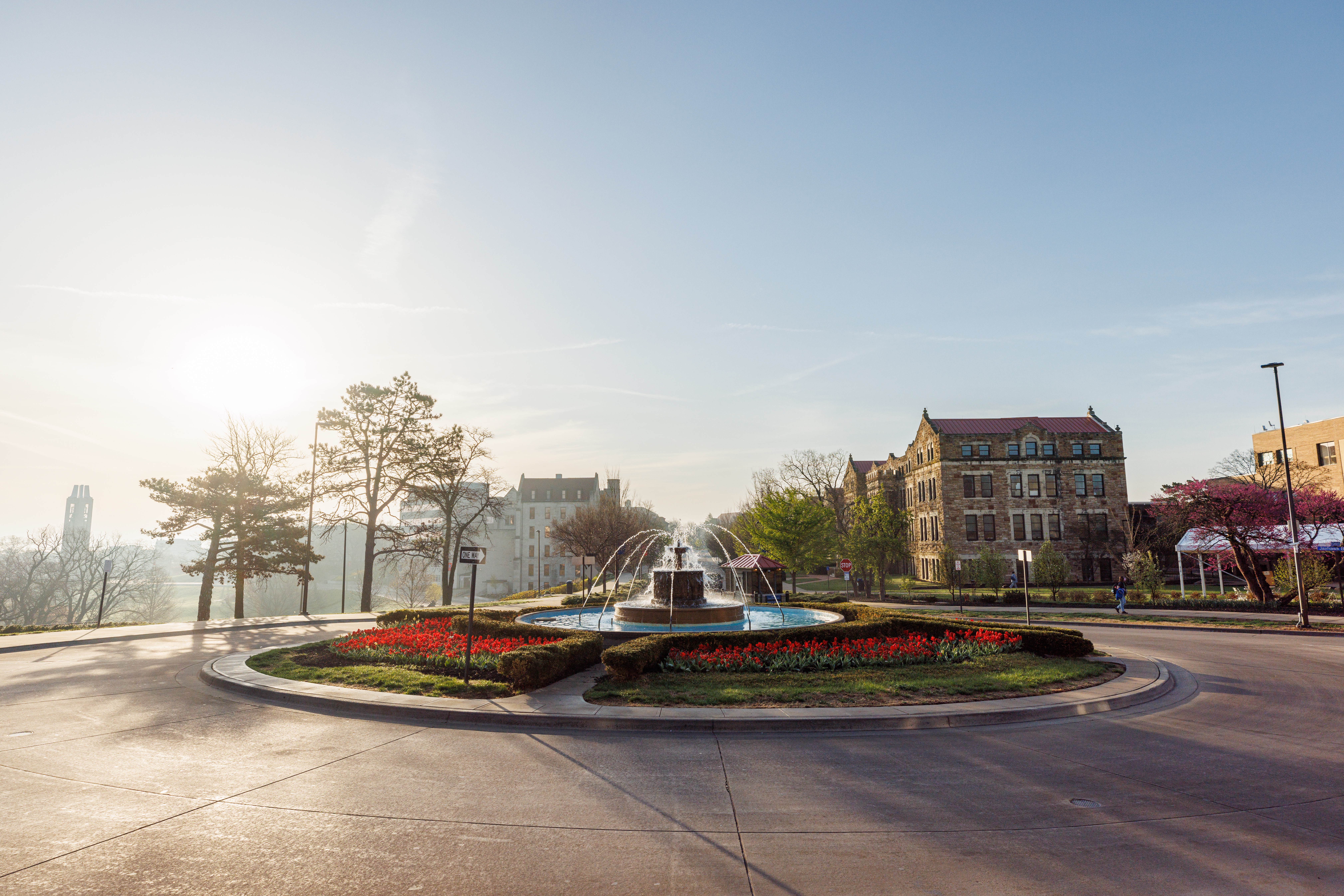wide view of Chi Omega Fountain