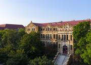 Aerial view of Marvin Hall and the trees that line its front entrance