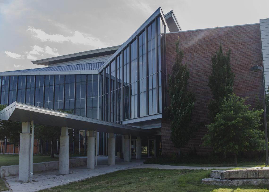 Front view of the modern-designed Multidisciplinary Research Building