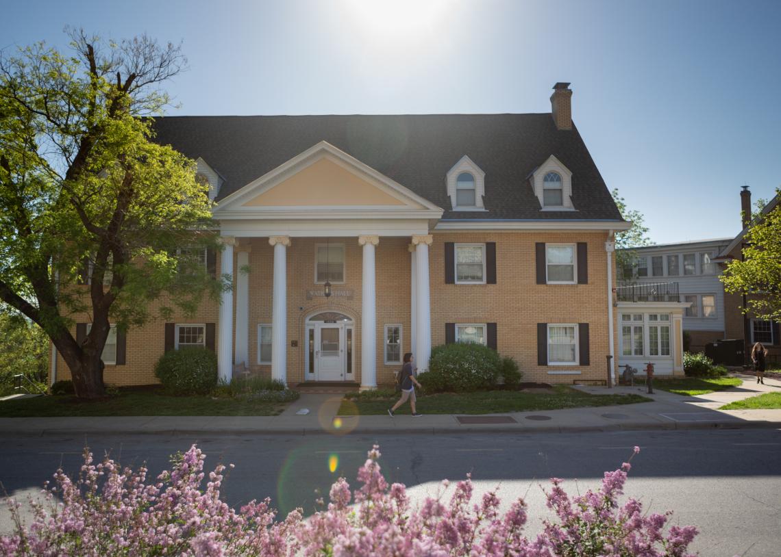 Watkins Scholarship Hall is a yellow brick, colonial-style hall for women. It was KU’s first scholarship hall, opening in 1926