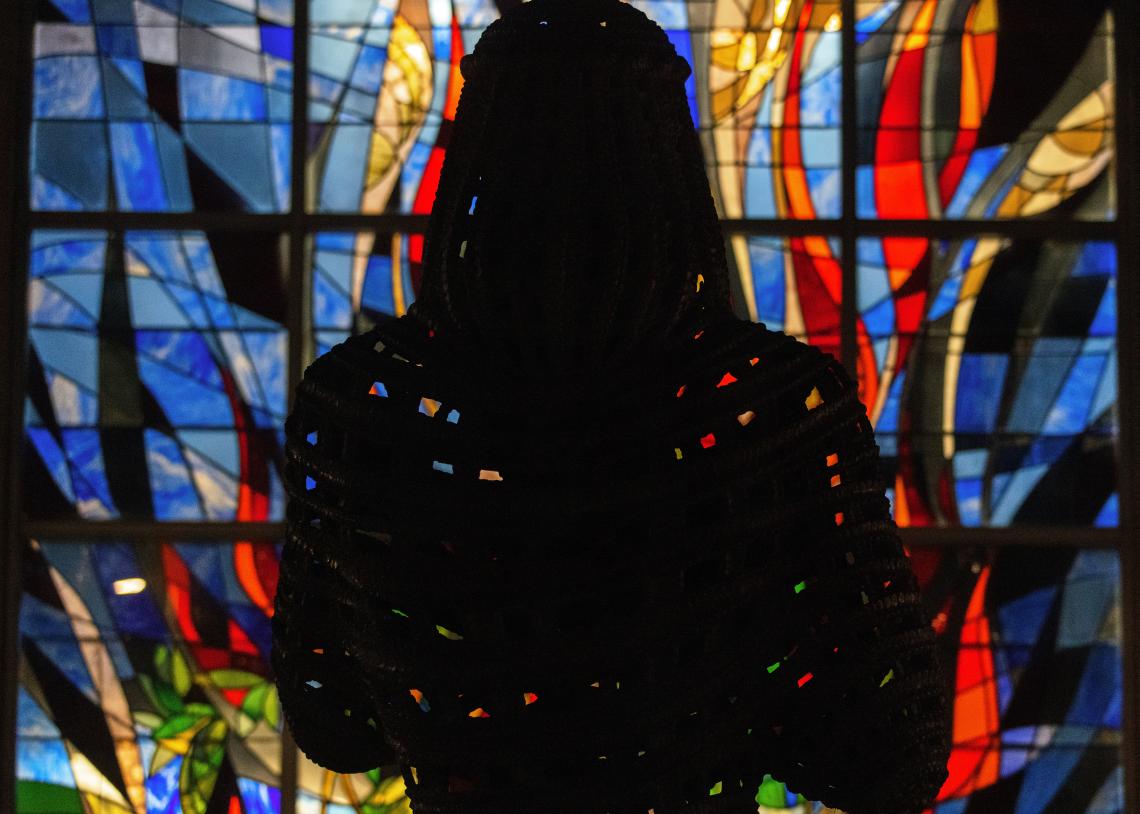 o	Shadowed outline of Elden C. Tefft’s “Moses” sculpture in front of Smith Hall’s Burning Bush stained glass window