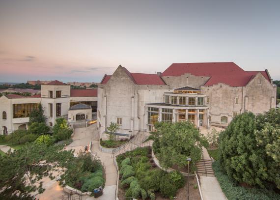 aerial view of Budig Hall’s back courtyard