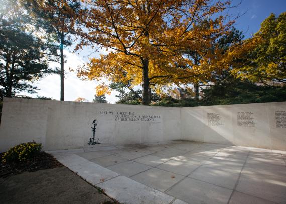 KU’s Vietnam War Memorial lists the names of students and alumni who died or were declared missing during the war