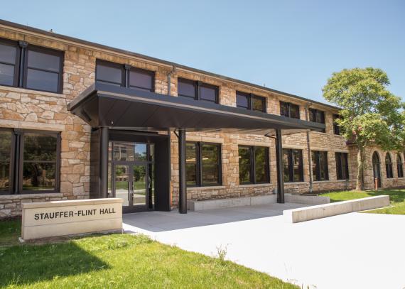 The new main entrance of Stauffer-Flint facing north