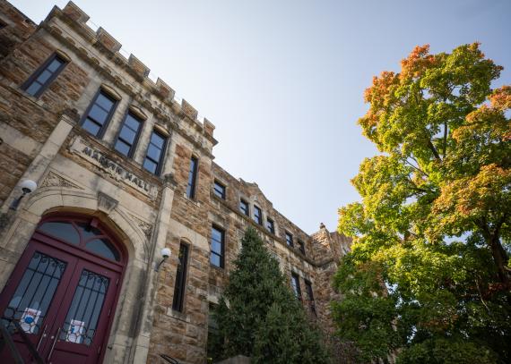 Main entrance to Marvin Hall on KU’s Lawrence campus