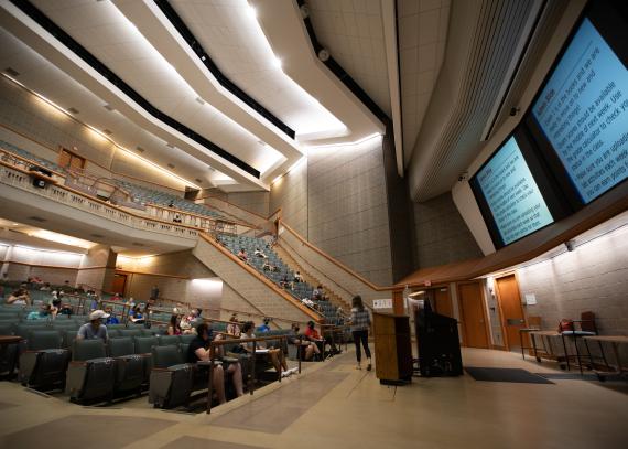 class taking place in a Budig lecture hall