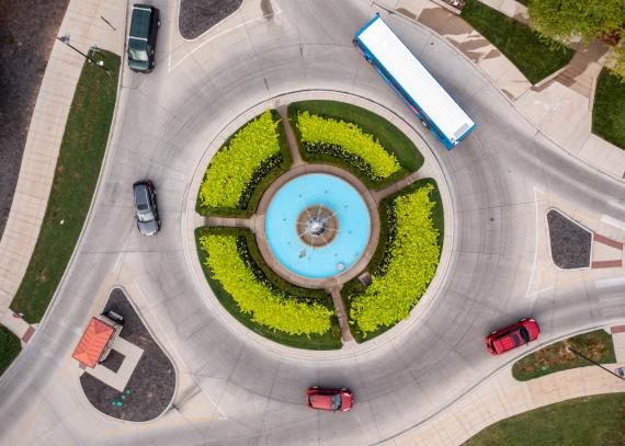 aerial view of Chi Omega Fountain